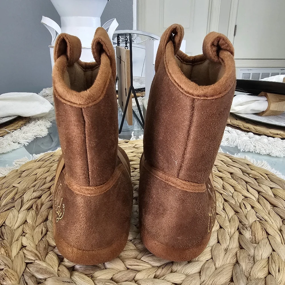 Woody Brown Kids Boot Slippers